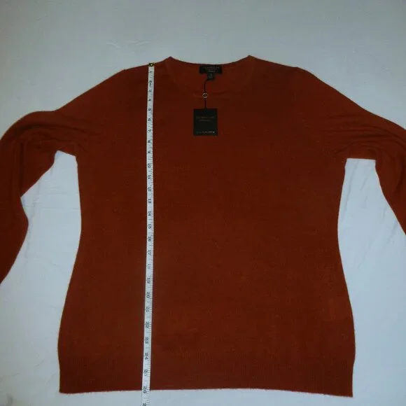Charter Club Cashmere Long Sleeve Crewneck Sweater XL Bronze Pecan Rust NWT - Picture 6 of 14